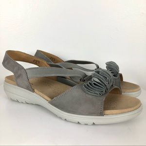Hotter Hannah Pebble Grey Nubuck Suede Sandals Slip On Comfortable 11